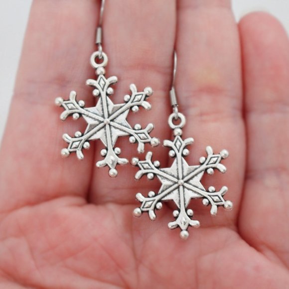 Large Snowflake Earrings - Picture 5 of 7